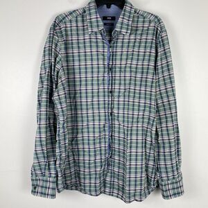 Hugo Boss Dress Shirt Regular Fit Plaid Button Up Mens Sz XL Work Casual